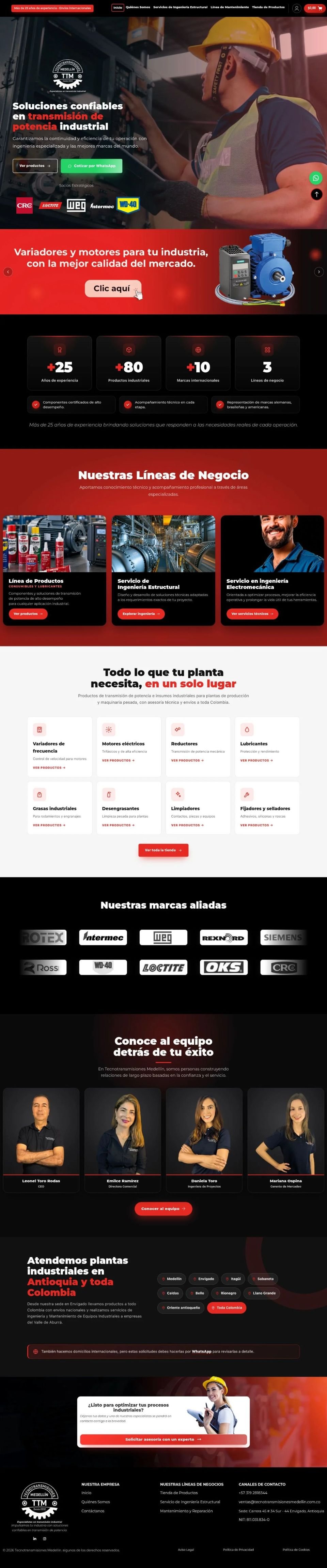 Recorrido del sitio web Tecnotransmisiones Medellín